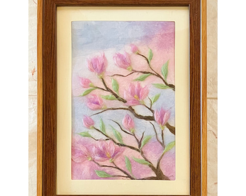 和紙ちぎり絵『枝垂れ桜』F6サイズ原画 桜と菜の花｜和紙ちぎり絵・サムホール サイズ原画｜季節のインテリア