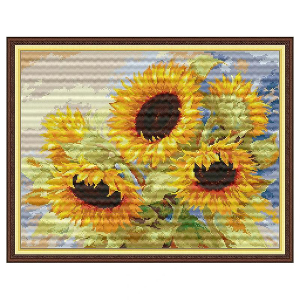 送料無料】☆青空とひまわり 14ct☆クロスステッチ刺繍キット キット