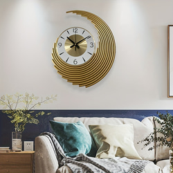 壁掛け 時計 ゴールド 装飾 静音 アナログ おしゃれ かわいい インテリア 高級感 北欧 掛け時計 ch-1491 4枚目の画像