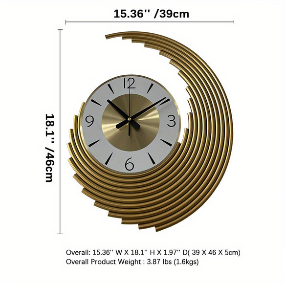 壁掛け 時計 ゴールド 装飾 静音 アナログ おしゃれ かわいい インテリア 高級感 北欧 掛け時計 ch-1491 9枚目の画像