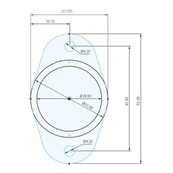 K011_パイプフランジΦ31mm-Φ4mm x2取付穴 2枚目の画像