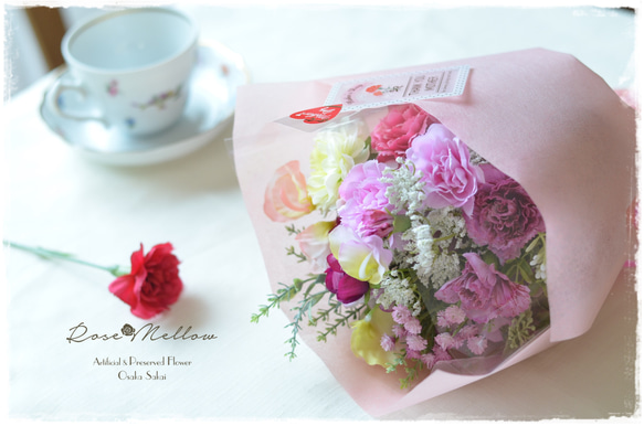 【Creema限定】母の日ギフト・カーネーション・スイートピー・ラナンキュラスの大人可愛い花束 4枚目の画像