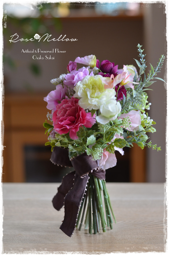【Creema限定！早割価格】母の日ギフト・カーネーション・スイートピー・ラナンキュラスの大人可愛い花束 6枚目の画像
