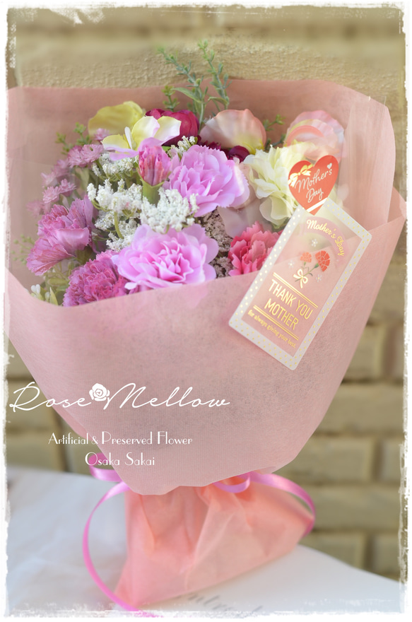 【Creema限定】母の日ギフト・カーネーション・スイートピー・ラナンキュラスの大人可愛い花束 3枚目の画像
