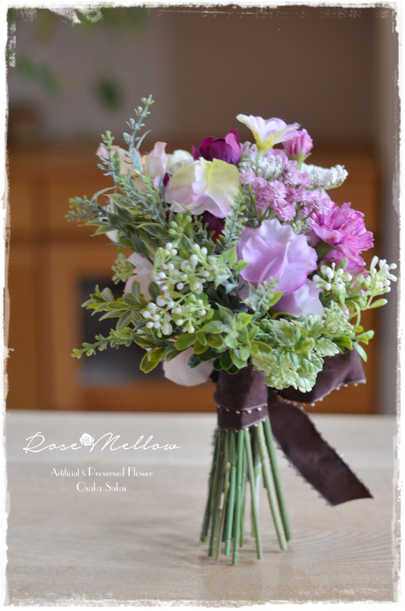 【Creema限定】母の日ギフト・カーネーション・スイートピー・ラナンキュラスの大人可愛い花束 5枚目の画像