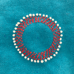 刺繍入りターコイズブルーのポーチ 5枚目の画像