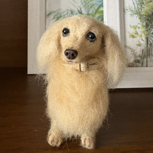 美しい子】ダックス【鼻先からお尻11cm】羊毛フェルト犬 手乗り