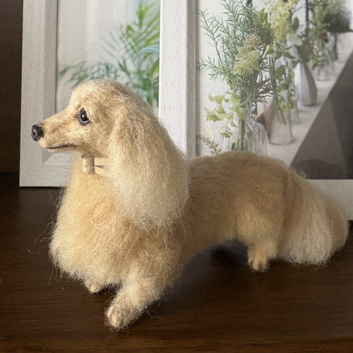 美しい子】ダックス【鼻先からお尻11cm】羊毛フェルト犬 手乗り