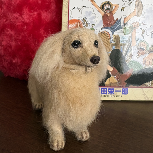 美しい子】ダックス【鼻先からお尻11cm】羊毛フェルト犬 手乗り