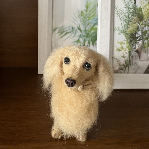 美しい子】ダックス【鼻先からお尻11cm】羊毛フェルト犬 手乗り
