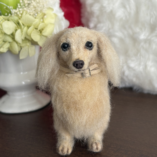 美しい子】ダックス【鼻先からお尻11cm】羊毛フェルト犬 手乗り