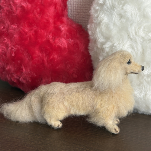 美しい子】ダックス【鼻先からお尻11cm】羊毛フェルト犬 手乗り