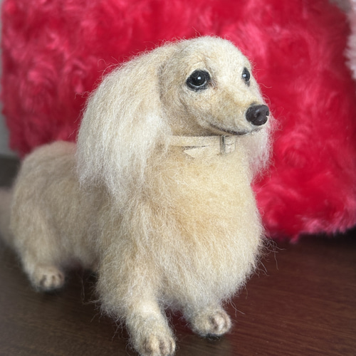 美しい子】ダックス【鼻先からお尻11cm】羊毛フェルト犬 手乗り