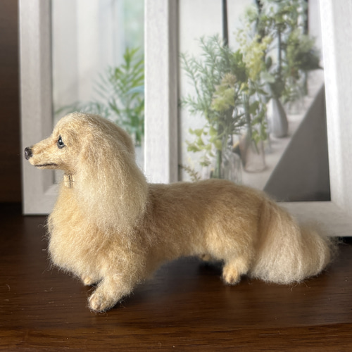 美しい子】ダックス【鼻先からお尻11cm】羊毛フェルト犬 手乗り