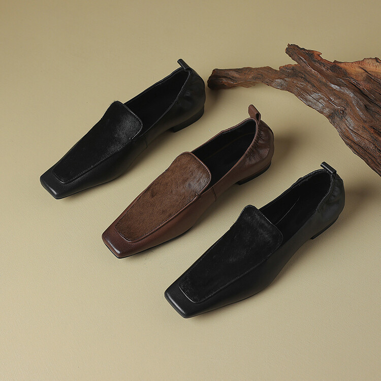 24新作レディース柔らかく本革馬毛靴お洒落シンプルシューズローヒールパンプス22cm～24.5cm #924⭐配送無料⭐