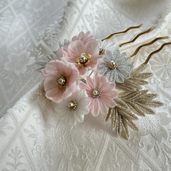 正絹羽二重つまみ細工　桜のコーム 2枚目の画像