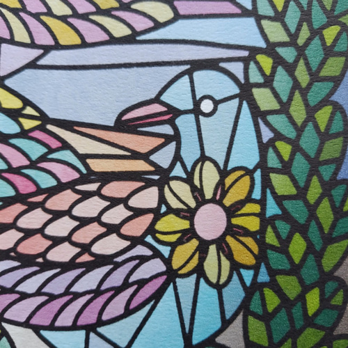 Stained glass bird】 ポスター A4 インテリア デザイン メッセージ