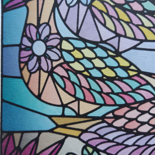 Stained glass bird】 ポスター A4 インテリア デザイン