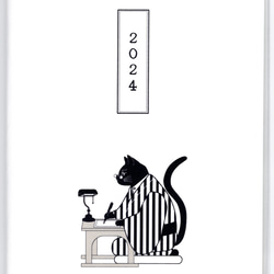 4月始まり 2024年 文豪猫原稿用紙 スケジュール手帳 イラストカバー2枚 栞付き B6 全48ページ 辰年 万年筆 3枚目の画像