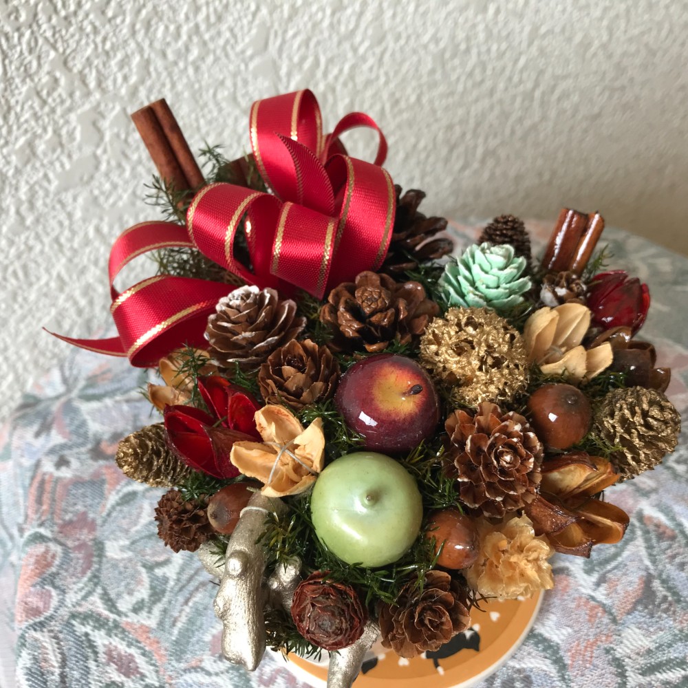 《新作》木の実と林檎の北欧のお洒落なアレンジメント（1点限定）