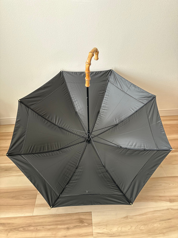 傘 長傘 8本骨 晴雨兼用 日傘 雨傘 白/黒 軽量 紫外線対策 撥水 おしゃれ UPF50 竹ハンドル 6枚目の画像
