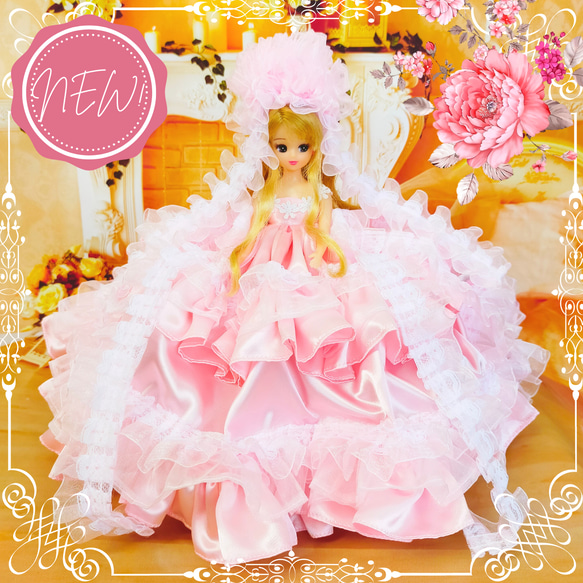 リカちゃん　桜ドレス　ピンク　ハンドメイド服　ドール服　人形服　ドールドレス　♡SAKURA DEUX♡ 1枚目の画像