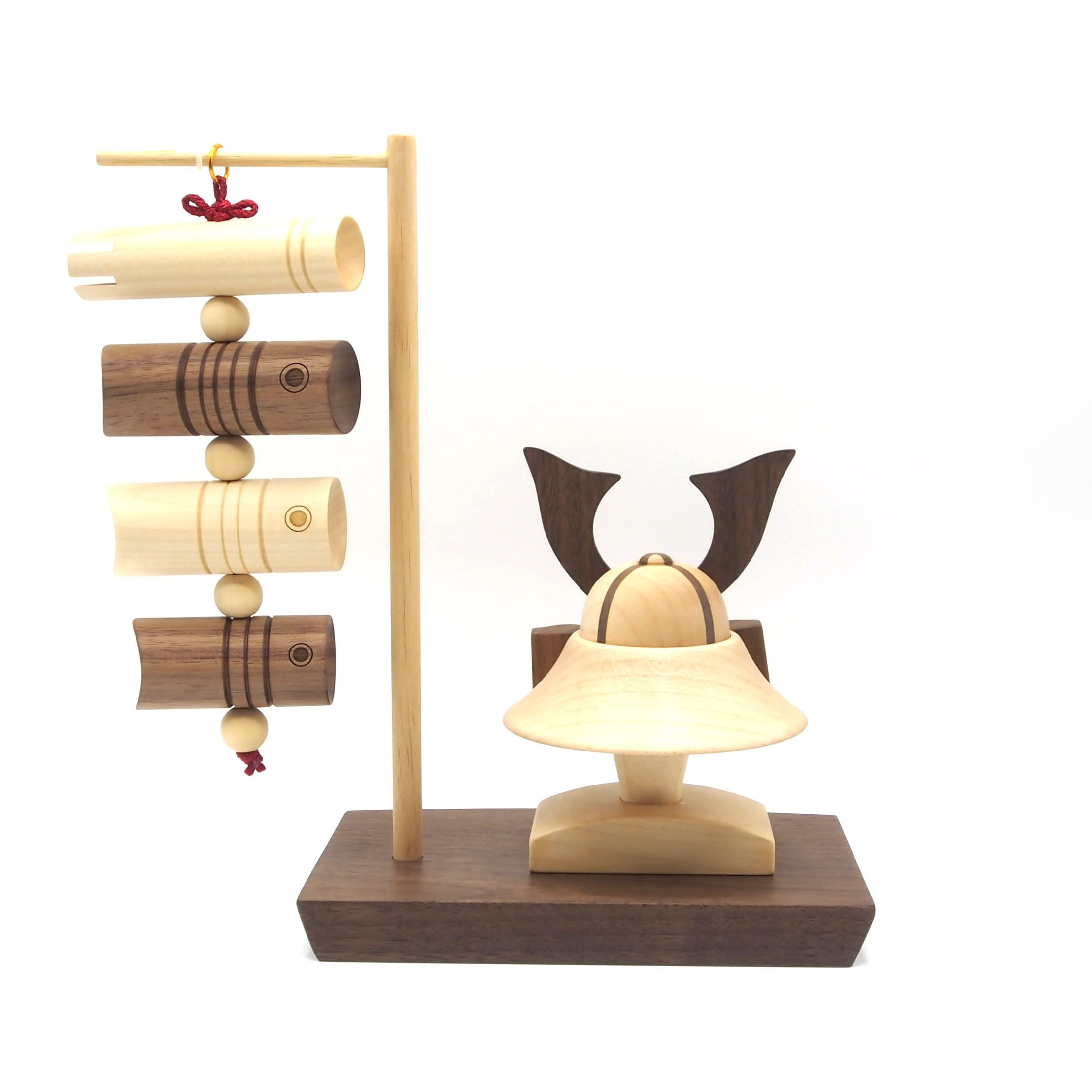 ＊アワード受賞＊　選べる≪鍬形・前立≫木製兜(鉢十字)＆吊るし鯉のぼりセット