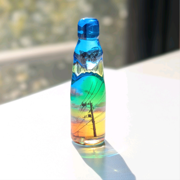 5000で送料無料】レジンオブジェ/電柱のラムネ瓶・放課後/レジン