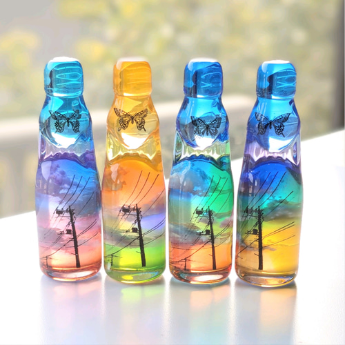 5000で送料無料】レジンオブジェ/電柱のラムネ瓶・放課後/レジン