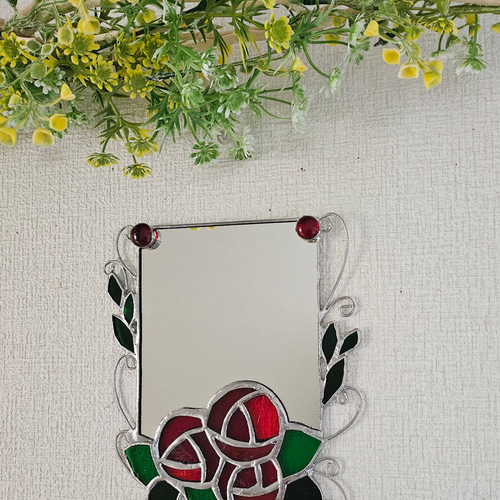 ピンクの薔薇の鏡　ステンドグラス imgrc0092767154.jpg
