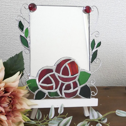 ✴︎:.｡.薔薇の鏡♪ ステンドグラス ドレッサー・ミラー・鏡台