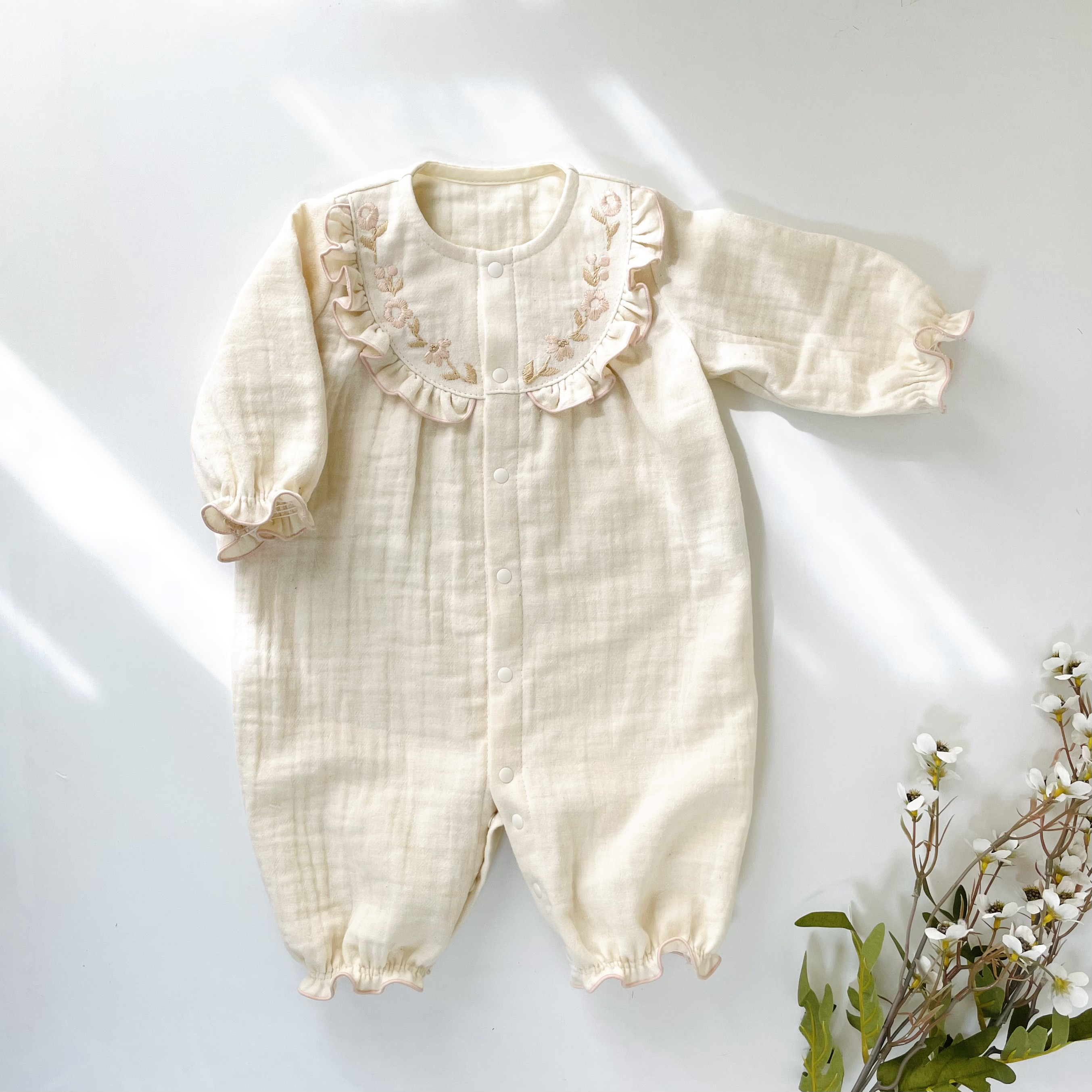 Petite garden｜ヨークフリルツーウェイオール|新生児〜70 | ボンネットセット可｜お急ぎ納期可