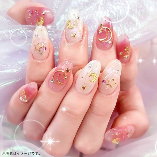 ネイルパーツ スター 星 月 サークル フレーム ハート ラメ糸