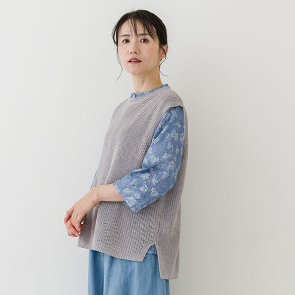 母の日ギフト」麻混片畦ニットベスト ベスト Crea delice 通販