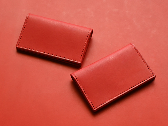 Leather Card Case ( Custom Name ) - Joy Red 7枚目の画像