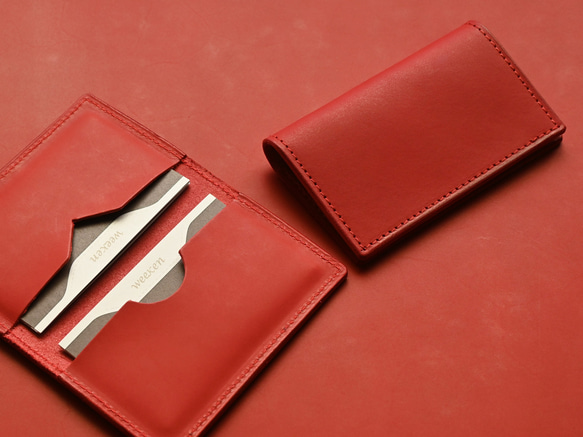 Leather Card Case ( Custom Name ) - Joy Red 6枚目の画像