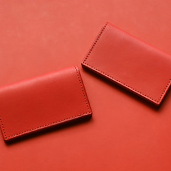 Leather Card Case ( Custom Name ) - Joy Red 2枚目の画像