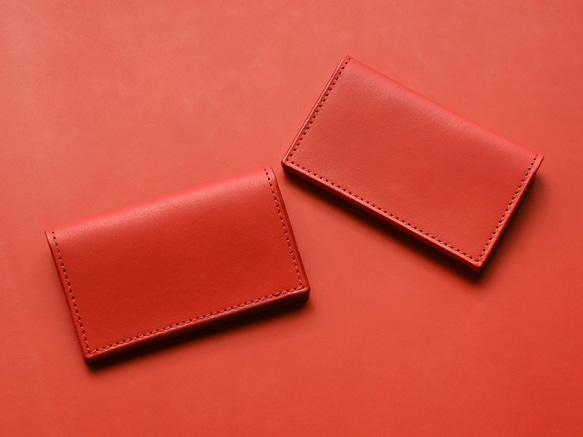 Leather Card Case ( Custom Name ) - Joy Red 2枚目の画像