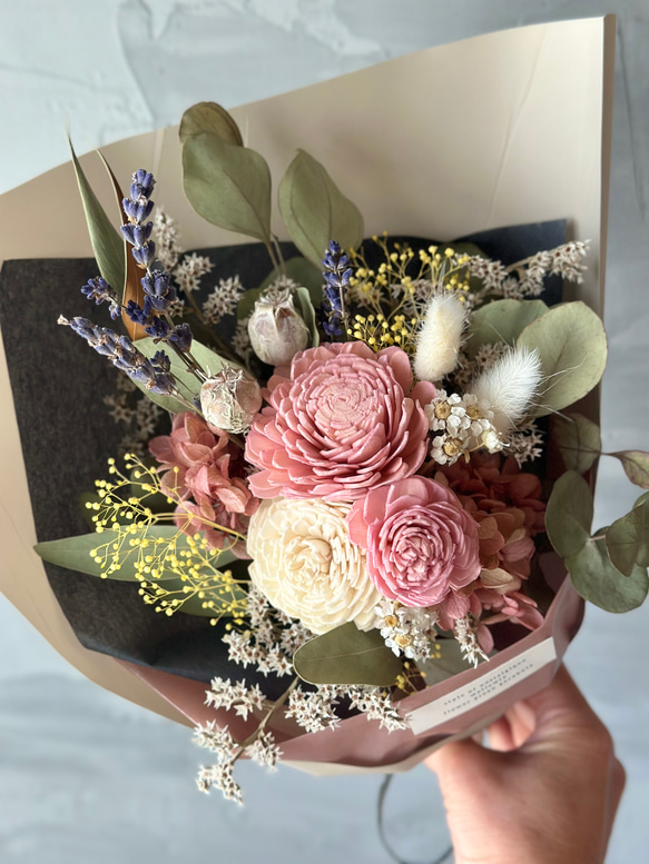 ラベンダー香る dry flower bouquet　 pink & lavender 2枚目の画像
