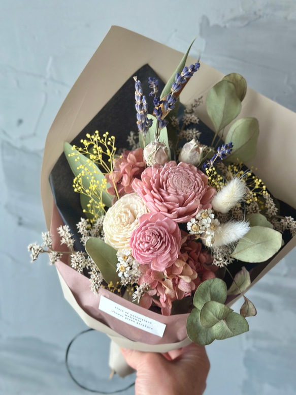 ラベンダー香る dry flower bouquet　 pink & lavender 1枚目の画像