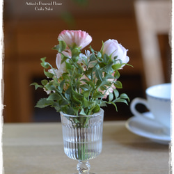 母の日ギフト【Creema限定】フェイクウォーター・カーネーションとバラの優しい色合いミニブーケ　　 8枚目の画像