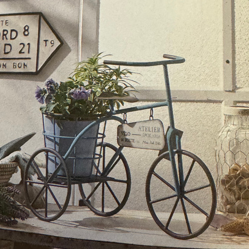 可愛い英字自転車カート型 ブリキ鉢》アトリエバイクポット 観葉植物