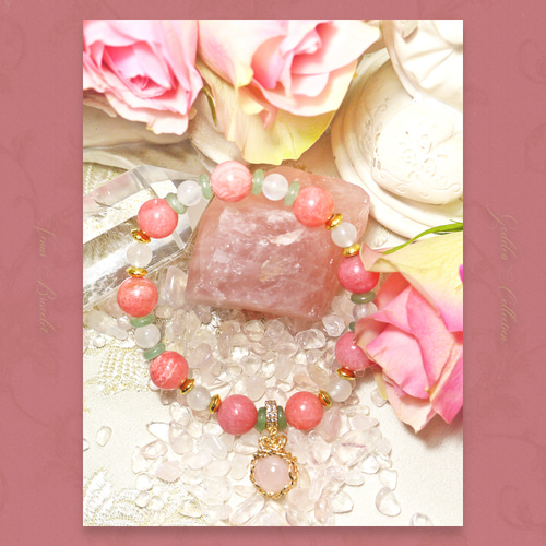 インカローズ 14kgf ローズクォーツ ムーンストーン グリーン