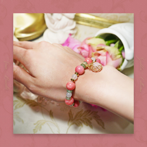 インカローズ 14kgf ローズクォーツ ムーンストーン グリーン