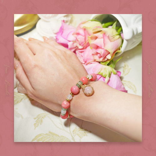 インカローズ 14kgf ローズクォーツ ムーンストーン グリーン