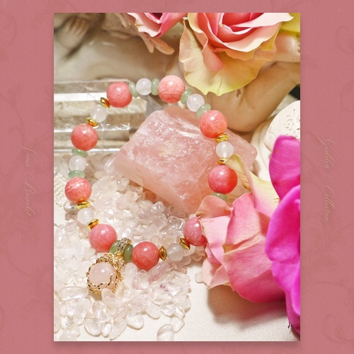 インカローズ 14kgf ローズクォーツ ムーンストーン グリーン