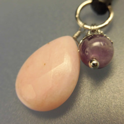 [促銷] [生日石] 帶有水滴圖案的時尚耳機插孔 粉紅色蛋白石 x 紫水晶 400 日元 600 → 500 日元 第2張的照片