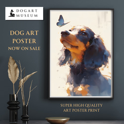 蝶犬戯舞 - ダックスフンド犬の子犬 No.2】春・蝶・子犬・アート