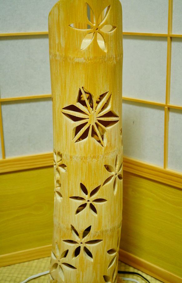 全面彫　竹あかり・竹灯り・竹灯籠・竹灯篭・竹ランプ ～～ ★温春★～～ 竹灯り 竹ランプ 全面彫　竹あかり 竹灯籠 竹灯篭 ～～