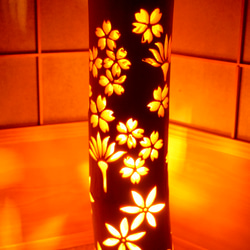 竹灯籠　竹灯り   ロウソクの揺らぎ　両面彫り 竹ランプシェイド 　〜和牡丹〜 竹灯籠 竹灯り ロウソクの揺らぎ 両面彫り 竹ランプシェイド